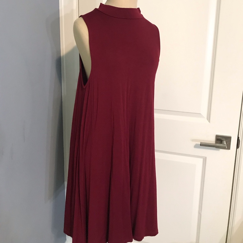 Maroon tank T-shirt dress
